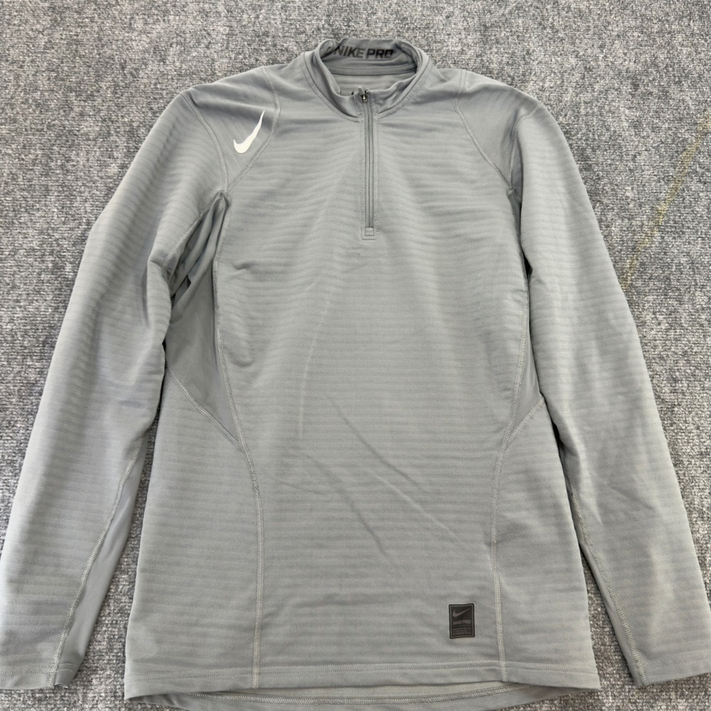 Nike Pro Dri-FIT Quarter Zip Training Top 725033-065 Gray Size M
